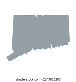 Karte des Connecticut-Zustands in grauer Farbe einzeln auf weißem Hintergrund. Vektorgrafik