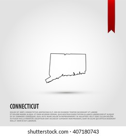 Map of the Connecticut state. Vector illustration design element. Flat style design icon.