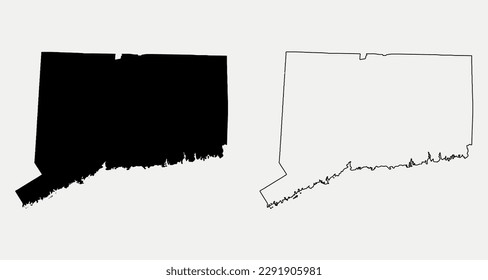 Map of Connecticut - United States outline silhouette graphic element Illustration template design
