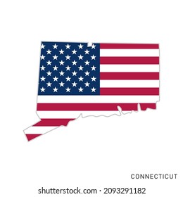 Map of Connecticut with USA flag vector illustration design template.