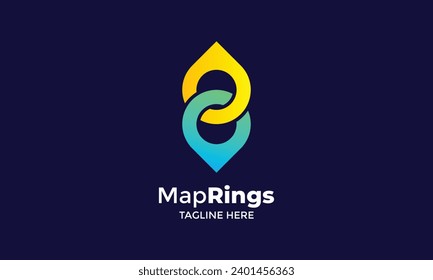Map connection simple location logo design with minimalist style for technology company