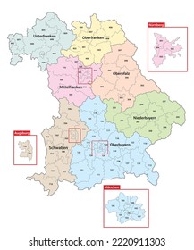 Mapa de las circunscripciones para las elecciones estatales de 2023 en Alemania, Baviera, Alemania