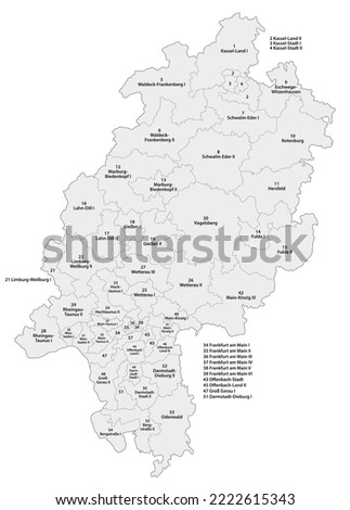 Map of the constituencies in Hesse for the 2023 state election in German Stock photo © 