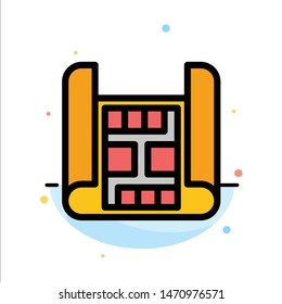 Map, Construction, Building Abstract Flat Color Icon Template. Vector Icon Template background