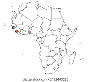 Map of the continent of Africa with country borders. Map of Sierra Leone