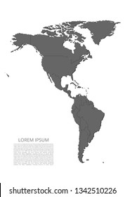 Map of the continent of America. vector image of a global map of the world. Easy to edit