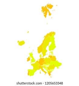 The map of the continent Europe.