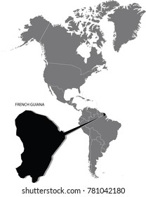 Map of the continent French Guiana separated