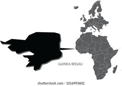 Map of the continent Guinea -Bissau separated