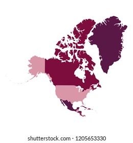 The map of the continent North America.