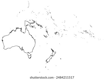 Map of the continent of Oceania Region with country borders. Map of Vanuatu