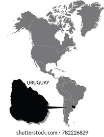 Map of the continent Uruguay separated