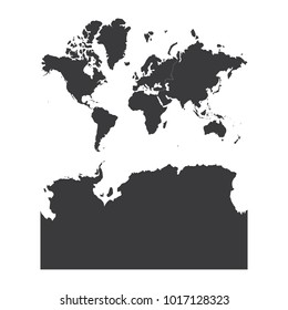 Map of Continents Antarctica, High detailed - black map of Continents Antarctica on white background. Vector illustration eps 10.