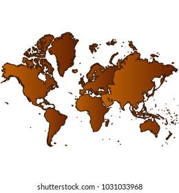 Map of Continents- Map of the city and each border separately. Brown Gold eps Vector Illustration 10