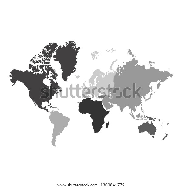 Map Continents Gray Tones On White Stock Vector (Royalty Free ...