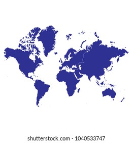 Map Continents High color blue. white background vector.