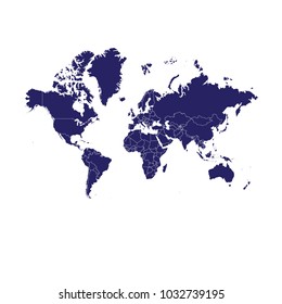 Map Continents High color Light blue, Detailed vector map World Indiac ontinent White background, world map - blue pastel graphic background . Vector illustration eps 10.