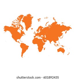 Map Continents High color Orange