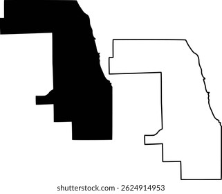 Map of Cook County Illinois USA Silhouette Flat And Outline Design