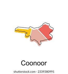 map of Coonoor vector design template, national borders and important cities illustration