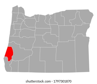 Map of Coos in Oregon on white