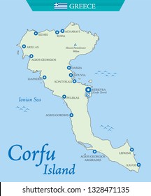 Map of Corfu - Greek island