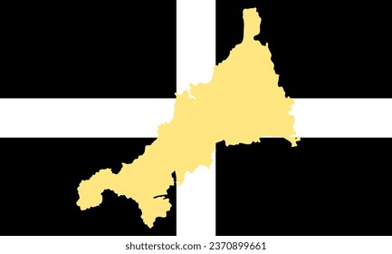 Map of Cornwall With Flag Background