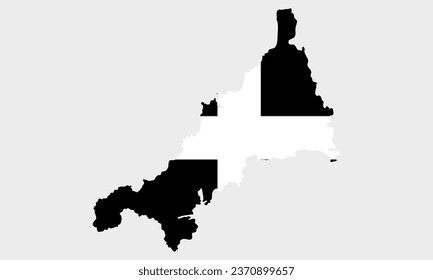 Map of Cornwall With Flag Fill