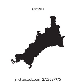 Mapa de la región de Cornualles en color negro
