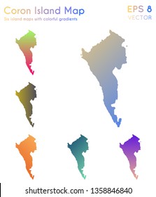 Map of Coron Island with beautiful gradients. Appealing set of island maps. Excellent vector illustration.