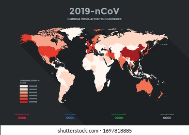 Map of Corona Virus Affected Countries in World