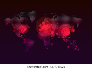 Map of coronavirus pandemic (Covid-19). Vector infographic