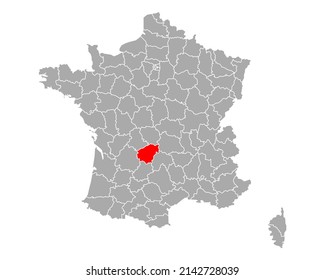 Map of Correze in France on white