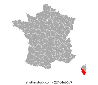 Mapa de Corse-du-Sud en Francia en blanco