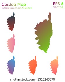 Map of Corsica with beautiful gradients. Appealing set of island maps. Fair vector illustration.