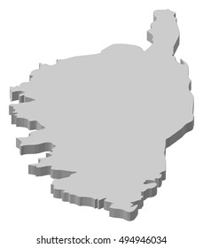Map - Corsica (France) - 3D-Illustration