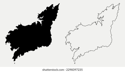 Map of A Coruna (Provincia de La Coruna) - Galicia - Spain region outline silhouette graphic element Illustration template design
