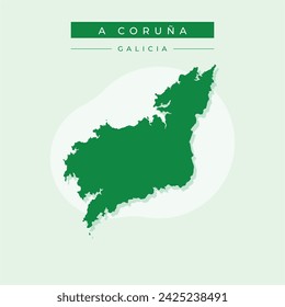 Map of A Coruna (Provincia de La Coruna) - Galicia - Spain region outline silhouette graphic element Illustration template design