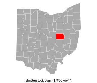 Map of Coshocton in Ohio on white