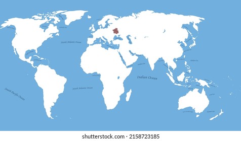 Map of Cossack Hetmanate 17th Century the largest borders with all world sea, ocean names