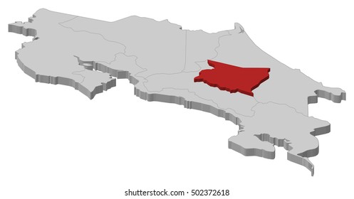 Map - Costa Rica, Cartago - 3D-Illustration