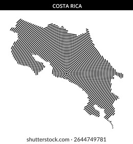 Map of Costa Rica created with circular lines.