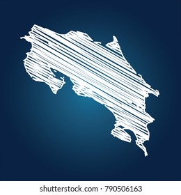 Map of Costa Rica, Drawing map on blackboard of Costa Rica. drawn on chalkboard with scribbled map can be use for education. vector illustration.