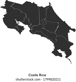 Map of Costa Rica with every province as a single vector.