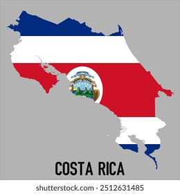 map of Costa Rica with flag, vector illustration