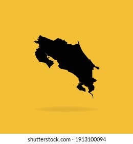 Map of Costa Rica isolated on dark Yellow background, Vector Illustration EPS 10