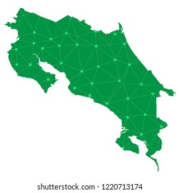 Map of Costa Rica from Polygonal wire frame low poly mesh,Costa Rica map Vector Illustration EPS10.