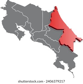 map of costa rica province of limón 3d map isometric