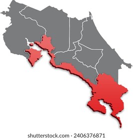 map of costa rica province of puntarenas 3d map isometric