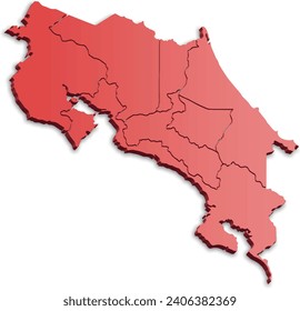 map of costa rica and its provinces isometric 3d map